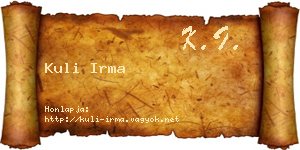 Kuli Irma névjegykártya